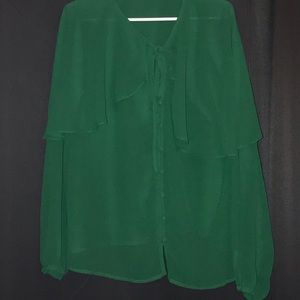 Muted Kelly Green Blouse with built in Cape